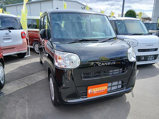 ムーヴキャンバス セオリーＸ　届出済未使用車　両側電動スライドドア　クリアランスソナー　衝突被害軽減システム　スマートキー　アイドリングストップ　電動格納ミラー　ベンチシート　ＣＶＴ　盗難防止　ＡＢＳ　ＥＳＣ　衝突安全ボディ（6枚目）