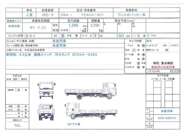 キャンター 　問合番号５０８４　群馬在庫　プレス式パッカー車　新明和　４．３立米　連続スイッチ　汚水タンク　５速　１５０馬力（2枚目）