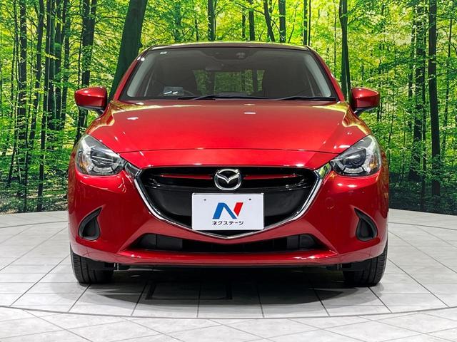 デミオ 13Sツーリング 4WD 純正ナビ 衝突軽減 ETC Bluetooth フルセグ LEDヘッド 革巻きステアリング シートヒーター オートエアコン オートライト アイドリングストップ プッシュスタート スマートキー(14枚目)