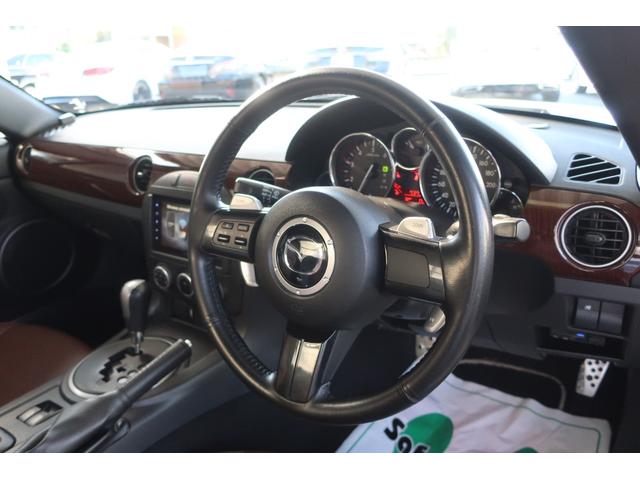 ロードスター VS RHT 茶革シート BBS17インチAW マツダスピードマフラー オートエグゼ車高調 オープンカフェガレージウィンドウブロッカー シートヒーター Fスポイラー ディスプレイオーディオ 後期型 前ナンバー千葉県(8枚目)