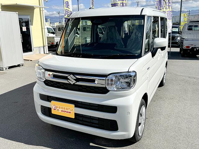 スペーシア ハイブリッドＧ　４ＷＤ　届出済未使用車　両側スライド　クリアランスソナー　衝突被害軽減システム　ＬＥＤヘッドランプ　スマートキー　アイドリングストップ　電動格納ミラー　シートヒーター　ベンチシート　ＣＶＴ　盗難防止（4枚目）