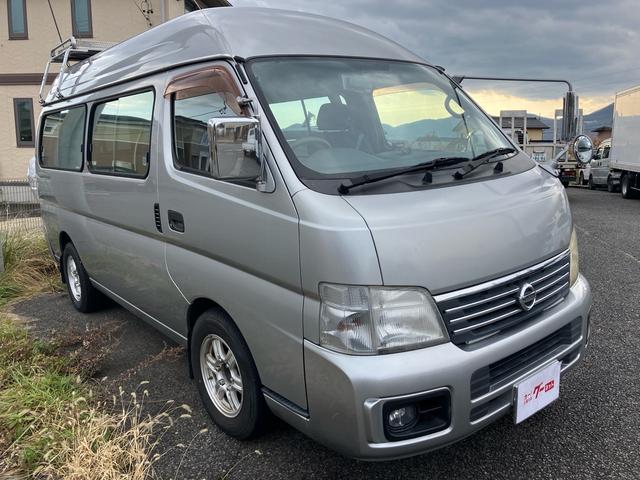 キャラバン 　キャンピングカー　８人乗り　車検整備付　ソーラーパネル　ナビ　バックカメラ　ＴＶ　ＥＴＣ　キーレス　スライドドア（手動）　ＬＥＤヘッドライト　フロントフォグランプ　スタッドレスタイヤ＆アルミホイール有（3枚目）