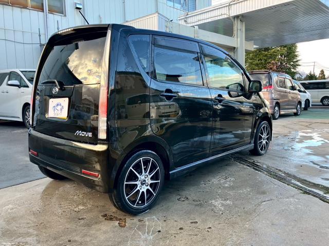 ムーヴ カスタム R ターボ ワンセグ ツイーター 社外アルミ HIDヘッドライト フォグランプ スマートキー シートカバー スタッドレスタイヤ可(9枚目)