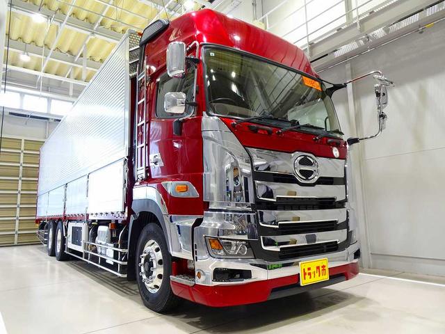 プロフィア 　１２ｔ　３軸　６×２　リアエアサス　低温冷凍ウイング　－３５度設定　－０度確認　右シャシ中央サブエンジン／スタンバイ付　五方開　セイコーラック　床ステンレス　ジョロダーレール　ラッシング２段　水抜き穴（2枚目）