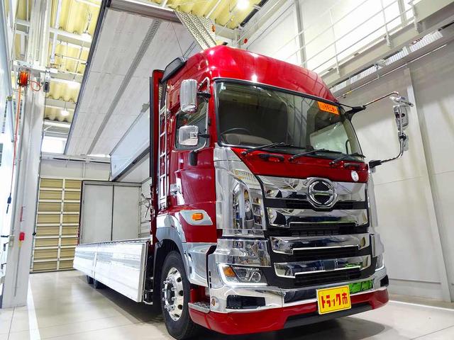 プロフィア 　１２ｔ　３軸　６×２　リアエアサス　低温冷凍ウイング　－３５度設定　－０度確認　右シャシ中央サブエンジン／スタンバイ付　五方開　セイコーラック　床ステンレス　ジョロダーレール　ラッシング２段　水抜き穴（32枚目）