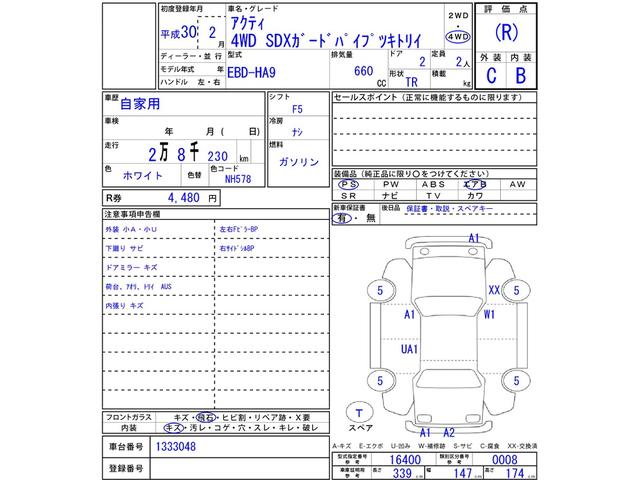 アクティトラック ＳＤＸ　マニュアル・４ＷＤ・パワステ有・エアコン無し（2枚目）
