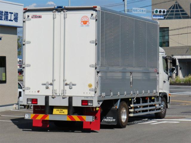 ヒノレンジャー 5.4t 増トン アルミウイング 内寸-長529/幅223/高235・日本フルハーフ・床板・落フック5対・ラッシング2段・リア観音開・門口-幅210/高225・セイコーラック付・アルミホイール付・240馬力ターボ(2枚目)