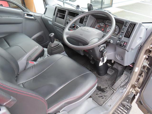 エルフトラック 2t ロング 全低床 パワーゲート 内寸-長445/幅180/高38・新明和・床板・垂直パワーゲート・昇降能力600kg・パワーゲート寸法-幅177/奥行87・アオリ3方開・セイコーラック付・150馬力ターボ(11枚目)