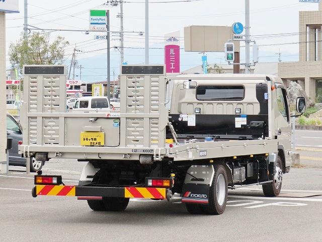 キャンター ３ｔ　ワイド超ロング　セルフローダー　内寸－長５７０／幅２０８／高８・極東・床縞鉄・内フック７対・ラジコン・ウインチ・フラトップ・オートマ車・１７５馬力ターボ（2枚目）