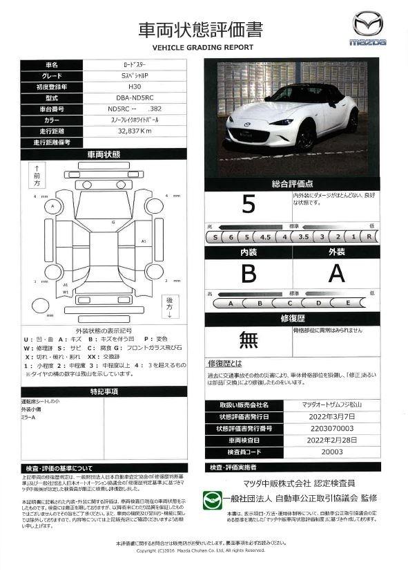 車両状態評価書