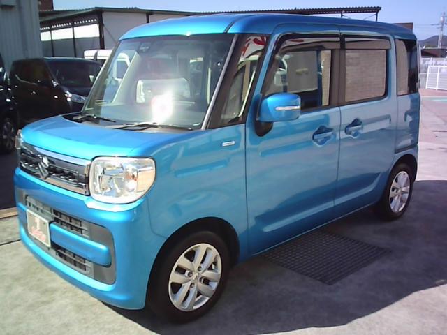 スペーシア ハイブリッドＸ　衝突被害軽減ブレーキシステム　両側電動スライドドア　社外ナビ　ＴＶ　ＬＥＤヘッドライト　運転席シートヒーター　（車体色　ブリスクブルーメタリック）（2枚目）