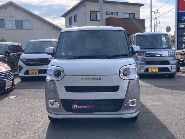 ムーヴキャンバス ストライプスＧ　両側パワースライドドア　バックモニター　ディスプレイオーディオ　シートヒーター　オートエアコン　電子パーキング　スマートアシスト　アイドリングストップ　スマートキー　プッシュスタート　ベンチシート（3枚目）