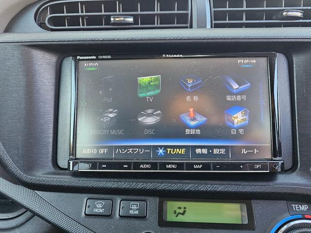 アクア G 社外15インチアルミホイール 社外メモリーナビ フルLED化 フルセグTV Bluetooth CD/DVD スマートキー プッシュスタート オートエアコン オートライト(3枚目)