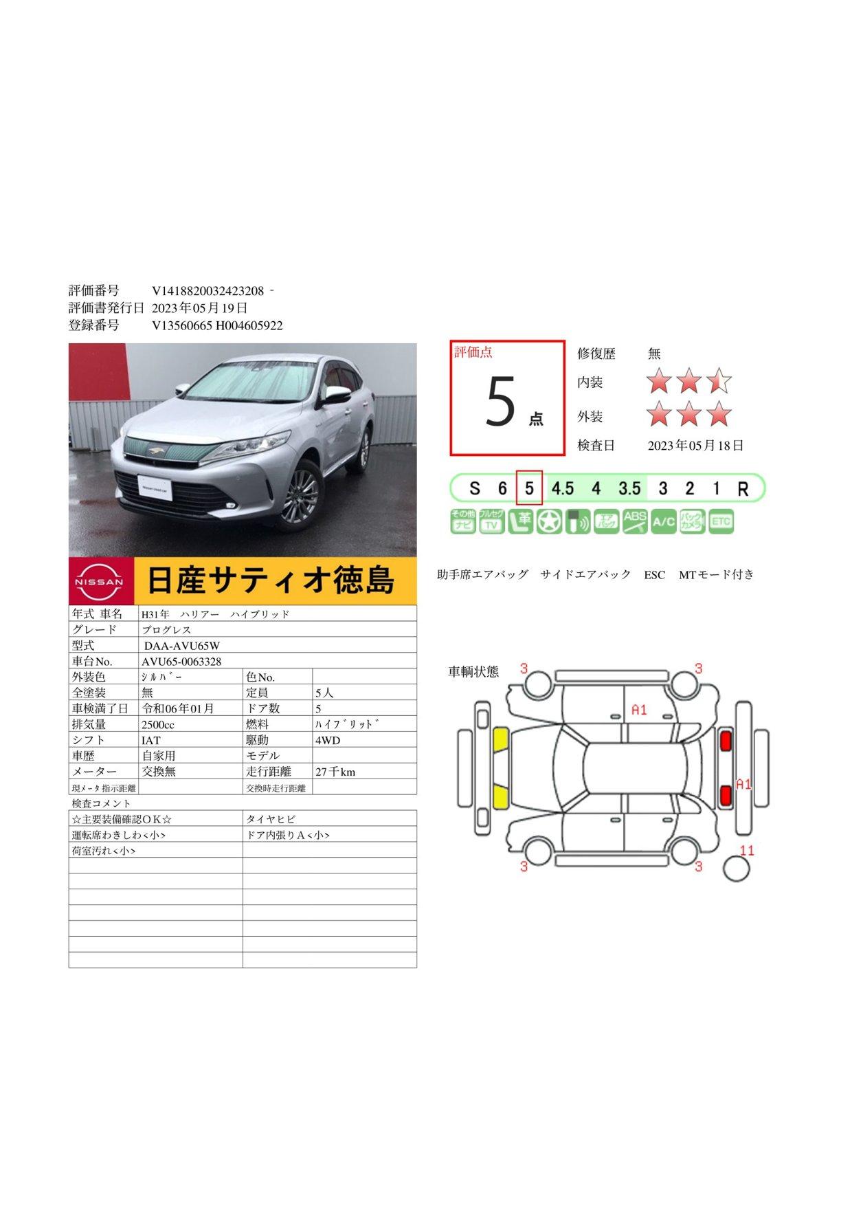 車両状態評価書