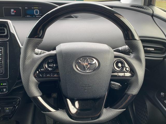 プリウス Ｓ　禁煙車　純正ナビ（ＢＴ／ＦＭ／ＡＭ／ＴＶ）バックカメラ　社外ステアリング　クルコン　ステリモ　前後ドラレコ　オートライト　ＥＴＣ　車線逸脱　Ｐスタート　モデリスタエアロ　社外１８インチホイール（17枚目）