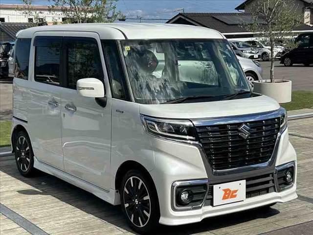 スペーシアカスタム ハイブリッドXSターボ 禁煙車 車検整備付 セーフティS Aハイ クルコン 両電スラ オートLED 社外SDナビ フルセグ BT DVD ステリモ Bカメラ スマートキー Pセンサー ETC ドラレコ シートヒーター(10枚目)