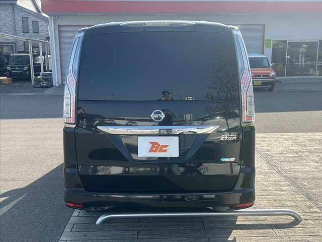 セレナ 後期 両電スラ エマブレ アラビュー フリップダウンM 純正SDナビ フルセグ BT DVD クルコン ETC スマートキーX2 オートLED 外ウッドコンビ 社外17AW レザー調シート Rフィルム(13枚目)