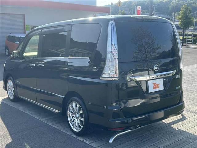 セレナ 後期 両電スラ エマブレ アラビュー フリップダウンM 純正SDナビ フルセグ BT DVD クルコン ETC スマートキーX2 オートLED 外ウッドコンビ 社外17AW レザー調シート Rフィルム(14枚目)