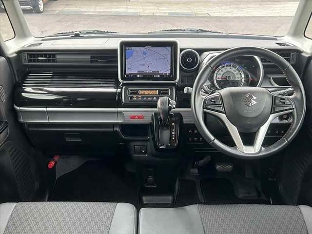 スペーシアカスタム ハイブリッドXS 禁煙車 車検整備付 両電スラ セーフティS クルコン Aハイ Pセンサー 社外8インチナビ フルセグ BT DVD ステリモ ETC FRドラレコ スマートキー ハーフレザー シートヒーター LED(2枚目)