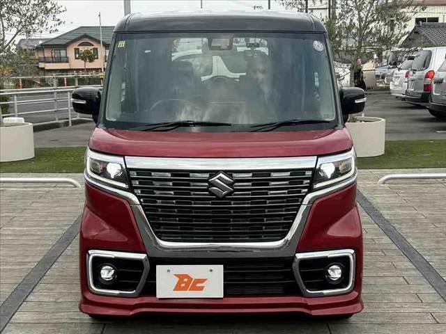 スペーシアカスタム ハイブリッドXS 禁煙車 車検整備付 両電スラ セーフティS クルコン Aハイ Pセンサー 社外8インチナビ フルセグ BT DVD ステリモ ETC FRドラレコ スマートキー ハーフレザー シートヒーター LED(9枚目)