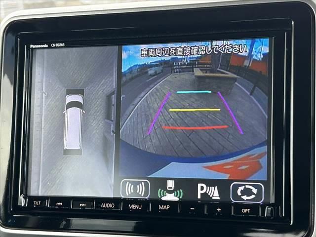 スペーシアカスタム ハイブリッドXS 中期 禁煙車 車検整備付 セーフティS 両電スラ 全方位カメラ 純正8インチナビ フルセグ BT DVD ステリモ ETC ドラレコ スマートキーX2 オートLED クルコン ハーフレザー(4枚目)