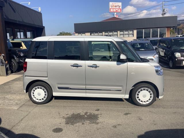 ムーヴキャンバス ストライプスＧ　両側電動スライドドア　クリアランスソナー　衝突被害軽減システム　オートライト　ＬＥＤヘッドランプ　スマートキー　アイドリングストップ　電動格納ミラー　シートヒーター　ベンチシート　ＣＶＴ（8枚目）