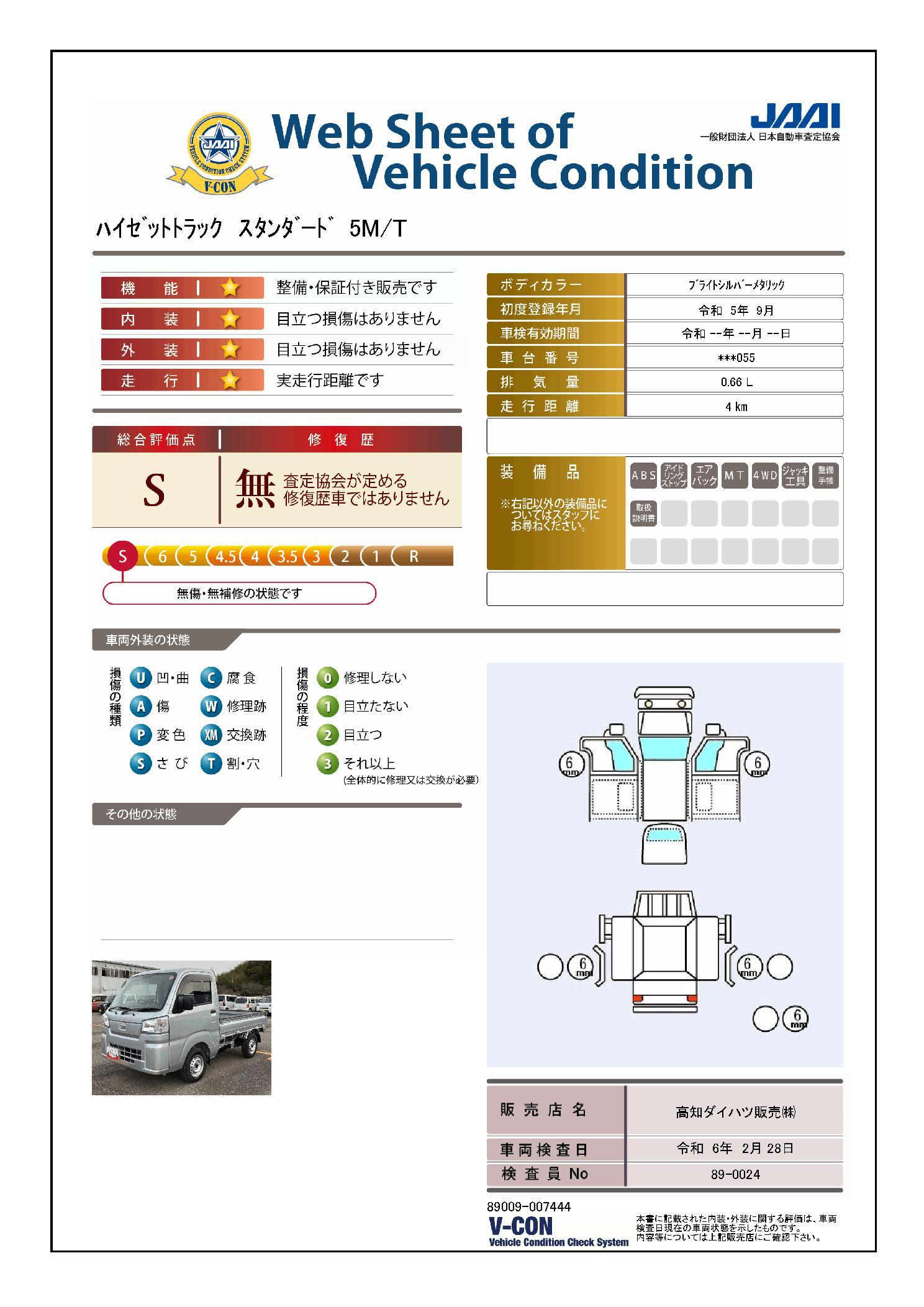 車両状態評価書