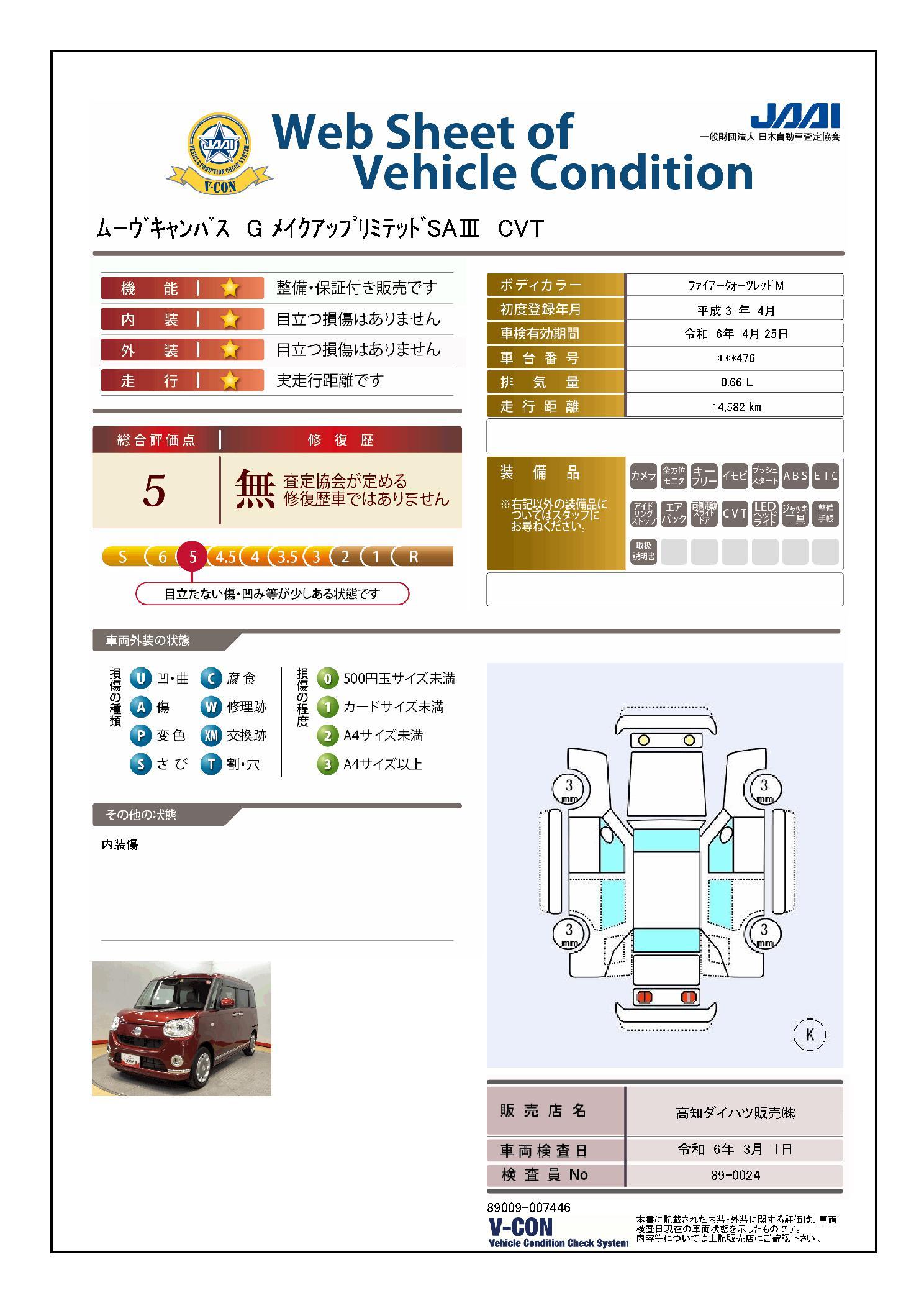 車両状態評価書