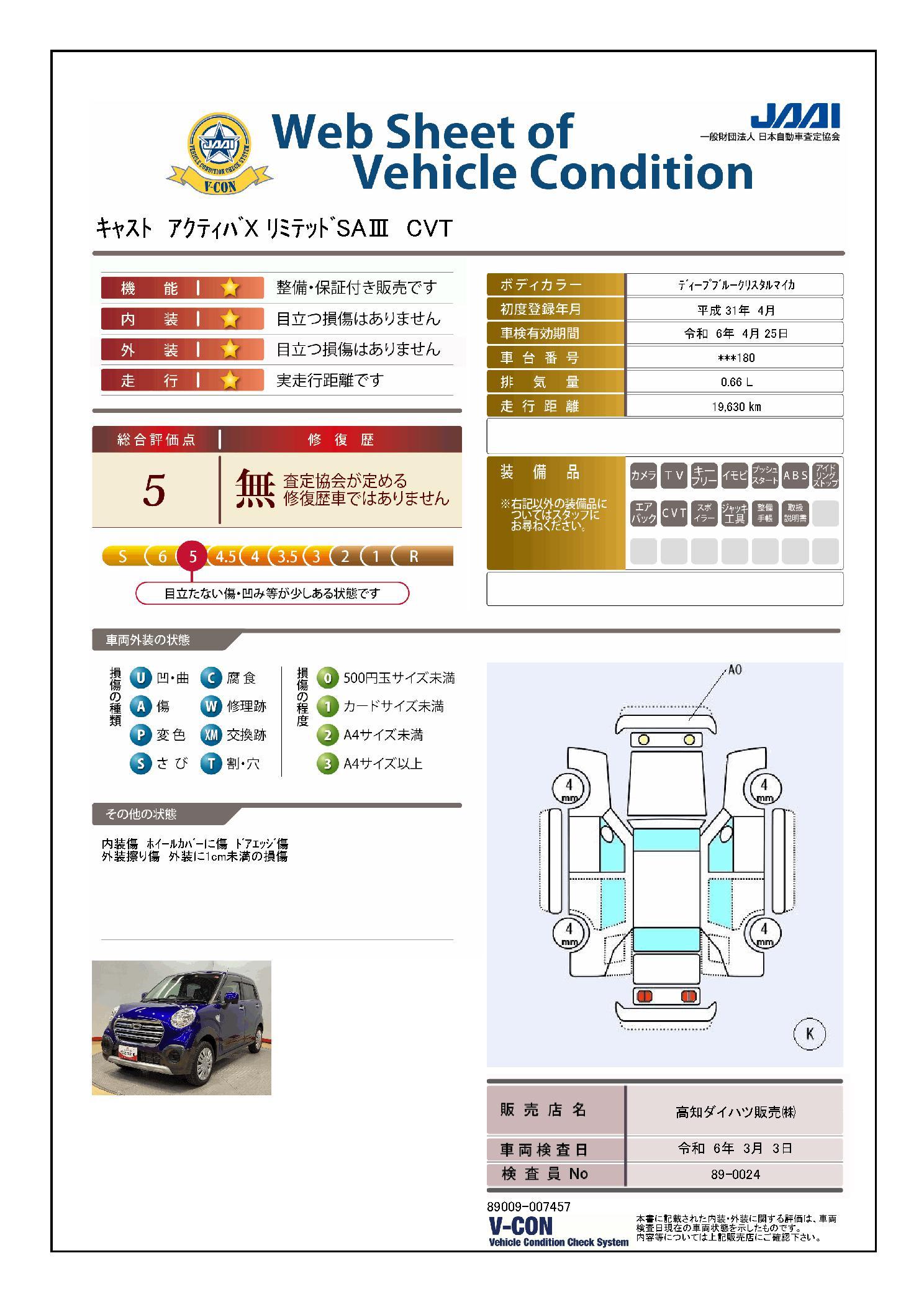 車両状態評価書