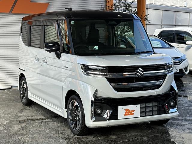 スペーシアカスタム ハイブリッドＸＳターボ　禁煙　９型ナビ　全方位　フルセグ　ツートン　ＢＴ　両電スラ　クルコン　ステリモ　ＨＵＤ　パドルシフト　Ａライト　ＬＥＤ　フォグ　オットマン　シートヒーター　ハーフレザー　マットバイザー　ステアヒーター（10枚目）