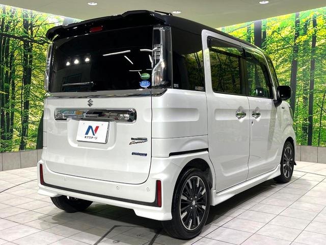 スペーシアカスタム ハイブリッドXSターボ 禁煙車 純正8型ナビ セーフティーサポート 全周囲カメラ クルコン パドルシフト オートハイビーム 車線逸脱警報 シートヒーター LEDヘッド/フォグ ETC スマートキー 革巻きステアリング(17枚目)