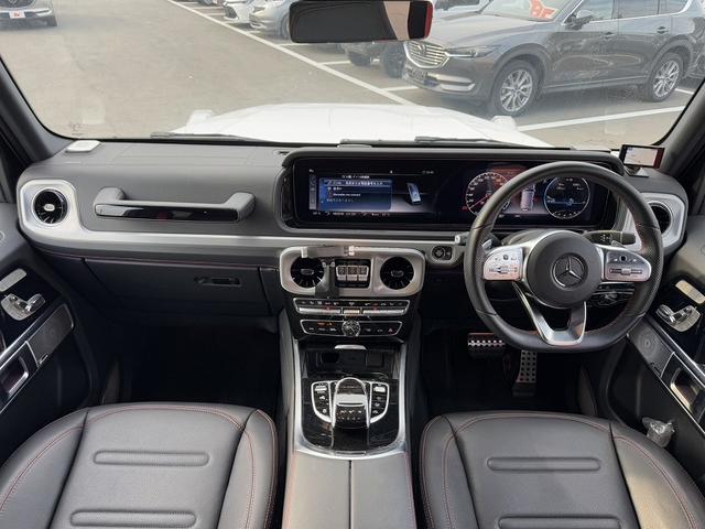 Gクラス G400d AMGライン ラグジュアリーPKG レーダーセーフティPKG 12.3インチナビ 全周囲モニター ブラックレザーシート 革巻きステア ACC パドルシフト LEDヘッド ETC スマートキー 背面タイヤ 純正AW(2枚目)