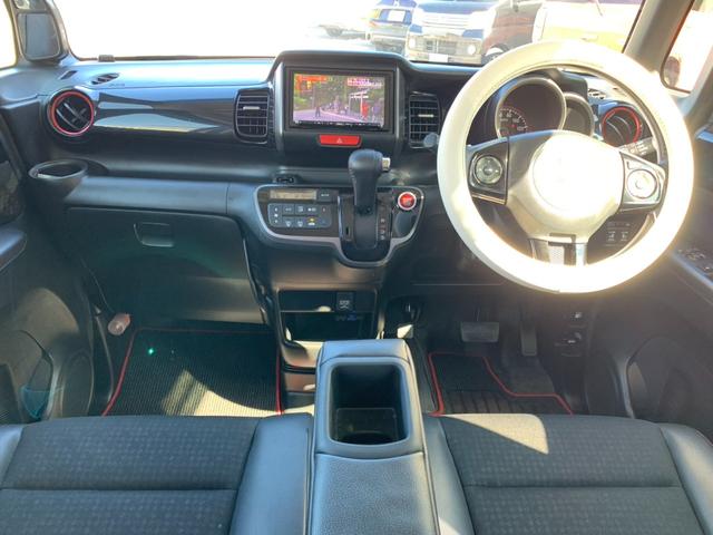 Ｎ－ＢＯＸカスタム ２トーンカラースタイル　Ｇ・ターボＬパッケージ　社外ＳＤナビ　Ｂカメラ　前後ドラレコ　両電スラ　フルセグ　クルコン　ＥＴＣ　ＢＴオーディオ　シートヒータ　ステリモ　スマートキー　　Ａライト　後席テーブル　フォグ　ＳＲＳエアバッグ　マットバイザー（40枚目）