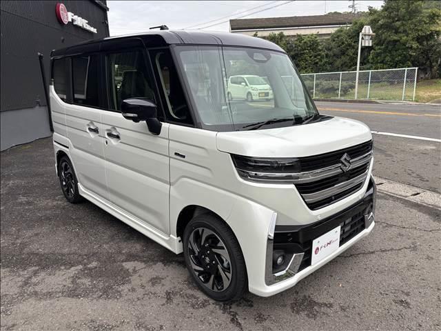 スペーシアカスタム ハイブリッドXSターボ 届出済未使用車 メーカー9インチメモリーナビ 全方位モニター スズキセーフティサポート ハーフレザーシート シートヒーター 両側パワスラ LEDヘッド/フォグ/シーケンシャルターンランプ(8枚目)