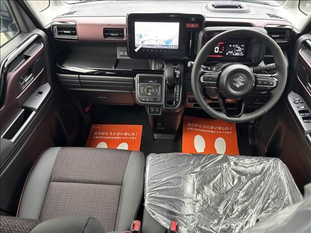 スペーシアカスタム ハイブリッドXSターボ 届出済未使用車 メーカー9インチメモリーナビ 全方位モニター スズキセーフティサポート ハーフレザーシート シートヒーター 両側パワスラ LEDヘッド/フォグ/シーケンシャルターンランプ(21枚目)