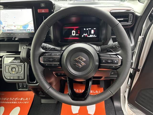 スペーシアカスタム ハイブリッドXSターボ 届出済未使用車 メーカー9インチメモリーナビ 全方位モニター スズキセーフティサポート ハーフレザーシート シートヒーター 両側パワスラ LEDヘッド/フォグ/シーケンシャルターンランプ(26枚目)