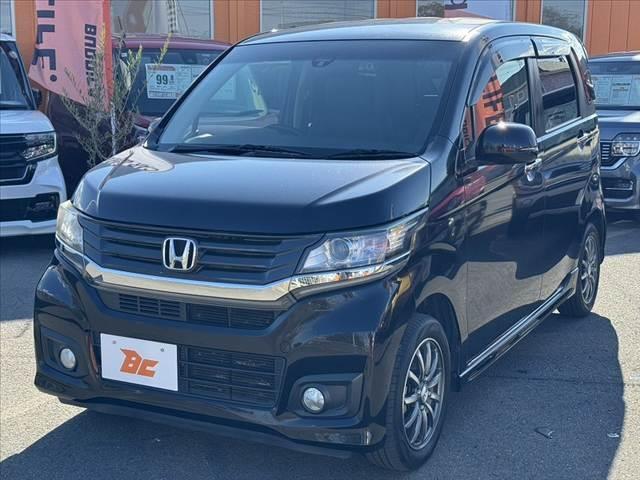 N-WGNカスタム G・ターボパッケージ 後期 純正HDDナビ 革シート Pシート シートヒーター Bモニター HID フォグ クルコン AW 革巻きステアリング AAC Pスタート VSC TRC 電動格納ドアミラー リアアンダースポイラー(10枚目)