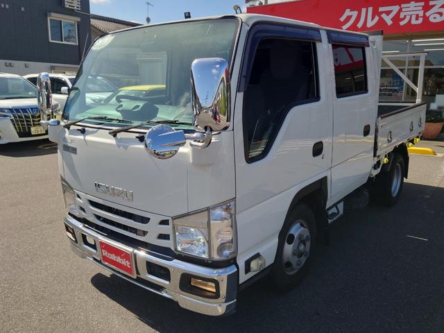 エルフトラック Wキャブ 社外7インチSDナビ/フルセグTV/Bカメラ/社外LEDヘッドライト/ブレーキサポート/レーンキーピング/アイドリングストップ/ETC/キーレス/ターボ(5枚目)