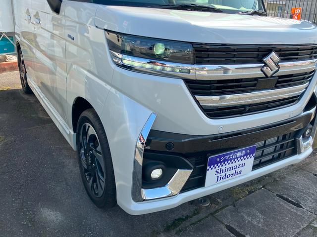 スペーシアカスタム ハイブリッドＸＳ　両側電動スライドドア　ステアリングヒーター　ナビ　ＴＶ　スマートキー　ＣＤ　ＤＶＤ　ベンチシート　アイドリングストップ　全方位カメラ　シートヒーター（3枚目）