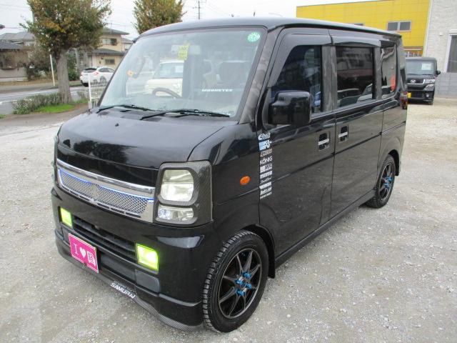 スクラムワゴン ＰＺターボ　車検令和８年３月　ドレスアップ車　ＳＤナビ　地デジフルセグテレビ　ＣＤ　ＤＶＤ　Ｂｌｕｅｔｏｏｔｈオーディオ　左パワースライドドア　ウッドパネル　茶革調シート　テーブル　社外マフラー　ＬＥＤフォグ（21枚目）