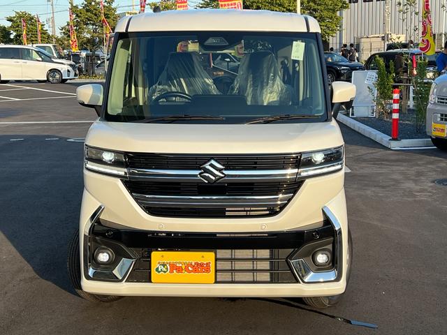 スペーシアカスタム ハイブリッドGS 届出済未使用車 アダプティブクルーズコントロール 衝突被害軽減ブレーキ LEDライト 前後ソナー 盗難防止 横滑り防止装置 前席シートヒーター パワステ ABS エアバッグ フルフラット エアコン(5枚目)