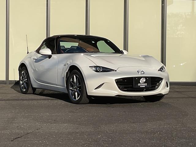 ロードスター ブラウン・トップ　純正ナビ・フルセグＴＶ・ＣＤ・ＤＶＤ・ＥＴＣ・クルーズコントロール・衝突軽減ブレーキ・レーンキープアシスト・シートヒーター・革調シート・クリアランスソナー・ＨＫＳマフラー・純正アルミ・オートハイビーム（6枚目）