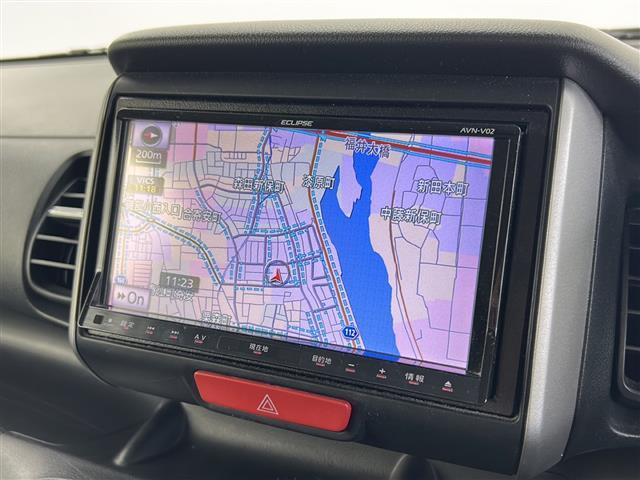 Ｎ－ＢＯＸ Ｇ　ＳＳパッケージ　社外ＳＤナビ　型式：ＡＶＮ－Ｖ０２（ＦＭ／ＡＭ／ＢＴ／ＴＶ／ＣＤ／ＤＶＤ／ＡＵＸ）両側パワースライドドア　純正アルミホイール　純正フロアマット　社外ＥＴＣ　ＡＢＳ　横滑り防止装置　スマートキー（7枚目）