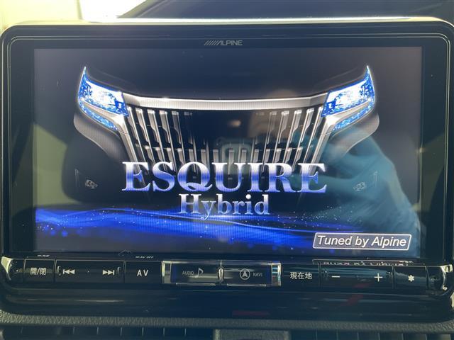 エスクァイア ハイブリッドGi プレミアムパッケージ ALPINE9インチナビ CD DVD SD Bluetooth HDMI ALPINEフリップダウンモニター 両側パワースライドドア バックカメラ クルーズコントロール 前席シートヒーター ETC(2枚目)