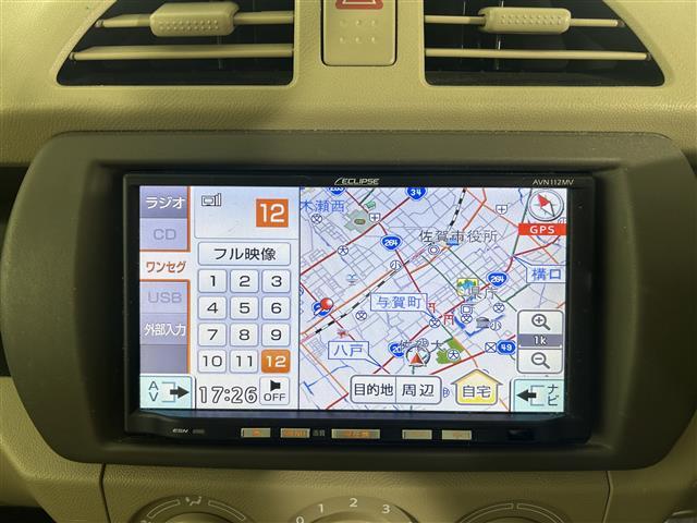 アルト Ｘ　スマートキー　スペアキー　社外７インチナビ　ＡＭ／ＦＭ／Ｃ／ＤＶＤ／ＵＳＢ　バックカメラ　純正フロアマット　ＡＢＳ　ハロゲンヘッドライト　ヘッドライトレベライザー電動格納ミラードアバイザーコーナ（5枚目）