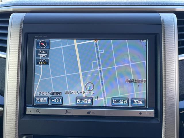 ヴェルファイア 2.4Z ゴールデンアイズ 純正HDDナビ フルセグ Bluetooth バックカメラ 後席フリップダウンモニター 両側パワスラ 電動リアゲート クルーズコントロール ハーフレザーシート 純正18アルミ ビルトインETC(4枚目)