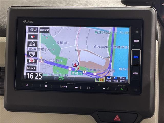 N-BOX L・ターボ メモリナビ 純正ETC ドラレコ レーンキープアシスト 両側パワースライドドア フルセグテレビ 前後社外カメラ バックカメラ プッシュスタート スマートキー Bluetooth 電格ミラー USB端子(4枚目)