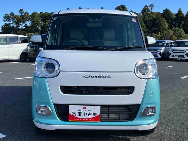 ムーヴキャンバス ストライプスＧターボ　両側電動スライドドア　ＬＥＤヘッドライト＆フォグランプ　シートヒーター　保温カップホルダー　電動駐車ブレーキ　バックカメラ　ステアリングスイッチ　自動追従クルコン　衝突被害軽減ブレーキ（14枚目）