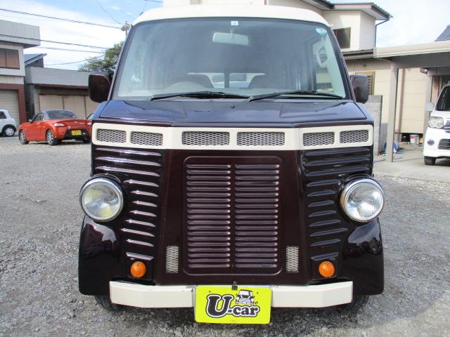 スクラム 欧州バス仕様 車検令和8年2月 走行98100キロ パープルベージュツートンカラー タイミングチェーン フルフラットシート 両側スライドドア ヘッドライトレベライザー FM AMラジオ ゴムマット(3枚目)