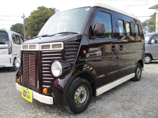 スクラム 欧州バス仕様 車検令和8年2月 走行98100キロ パープルベージュツートンカラー タイミングチェーン フルフラットシート 両側スライドドア ヘッドライトレベライザー FM AMラジオ ゴムマット(19枚目)